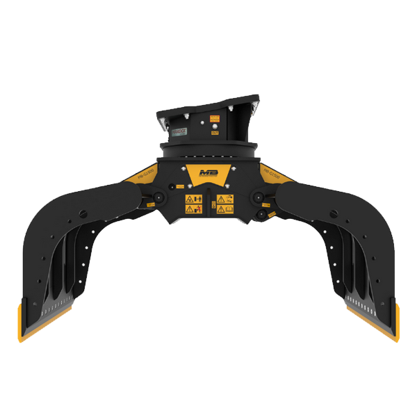 MB-G1500 S4 grapple fits 20–30 ton excavators. Ideal for demolition and sorting with 360° hydraulic rotation, interchangeable claws, and powerful grip.